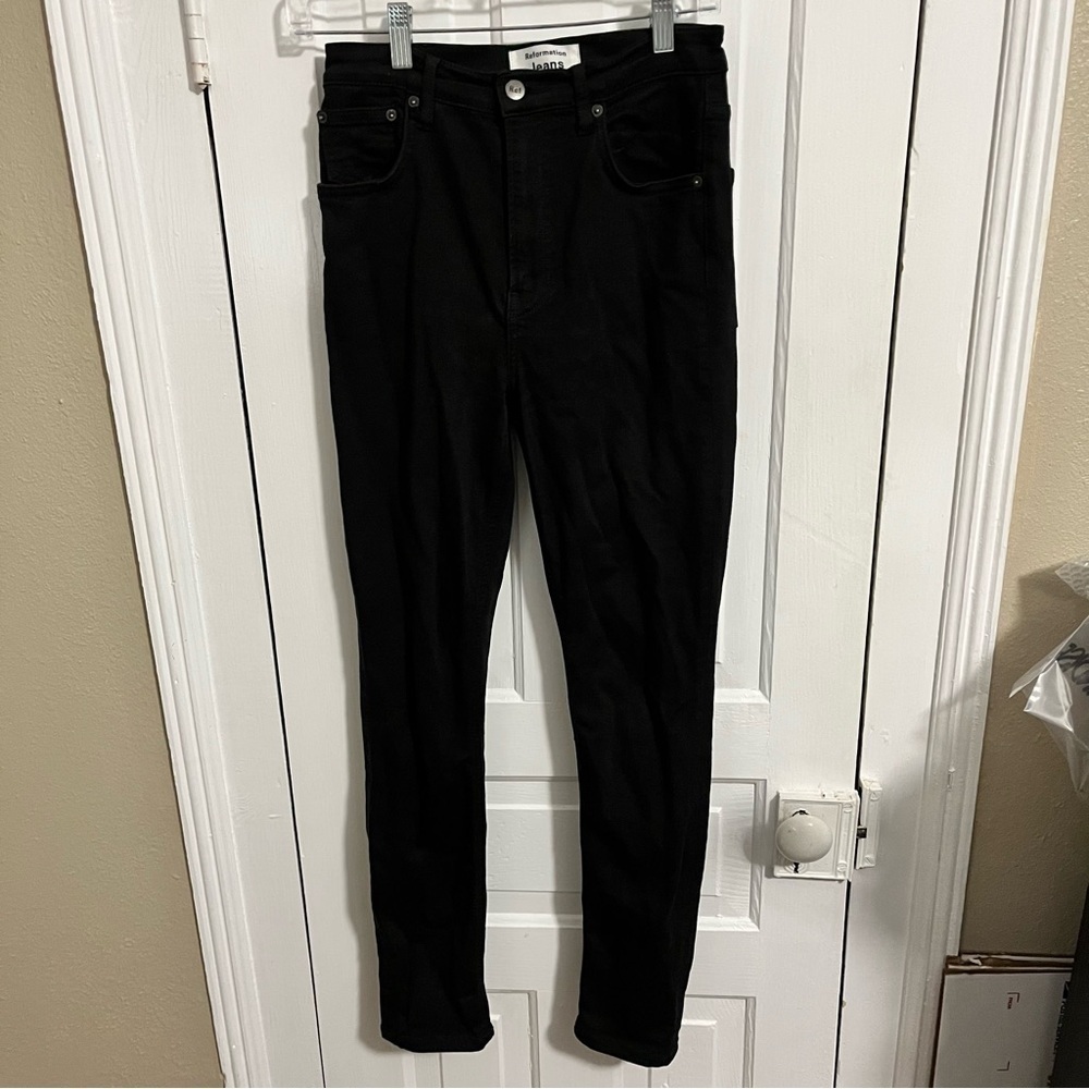 Reformation High & Skinny Jeans Black Wash Size 27 T1